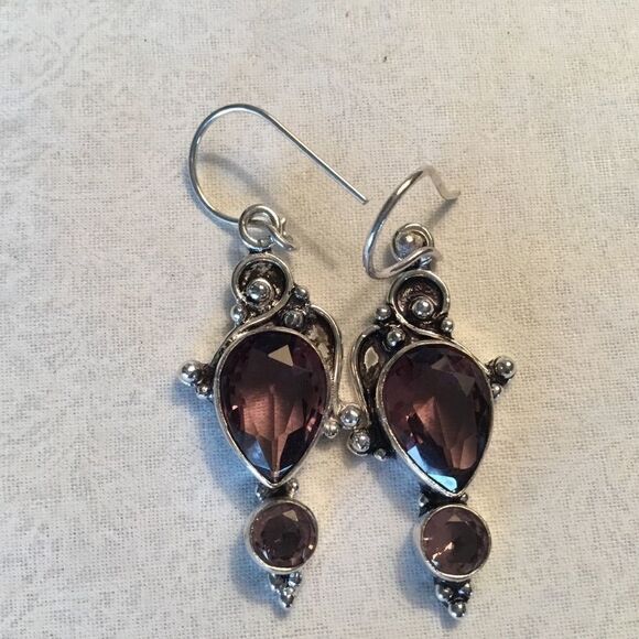 NWOT. Sterling Silver Amethyst Earrings - Picture 4 of 16